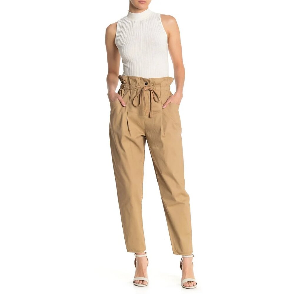 Emory Park Tan High-Waisted Paperbag Pants Sz M